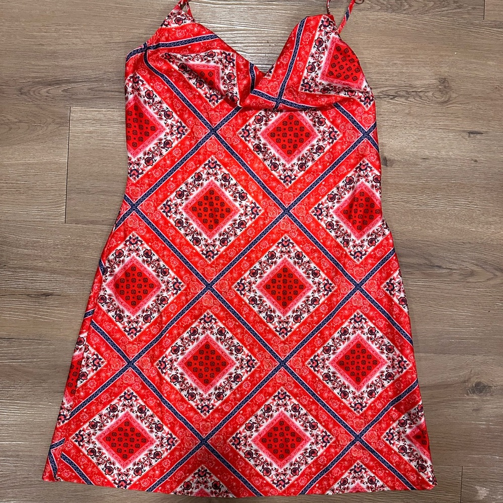Red Patterned Women's Slip Dress